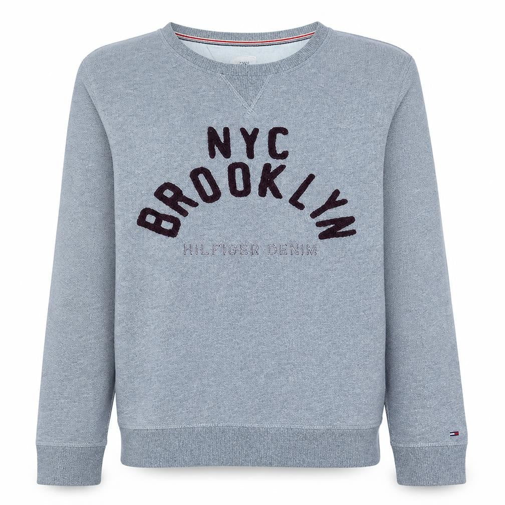 Hilfiger Denim Men's Grey Crew Neck Sweatshirt NYC Brooklyn M