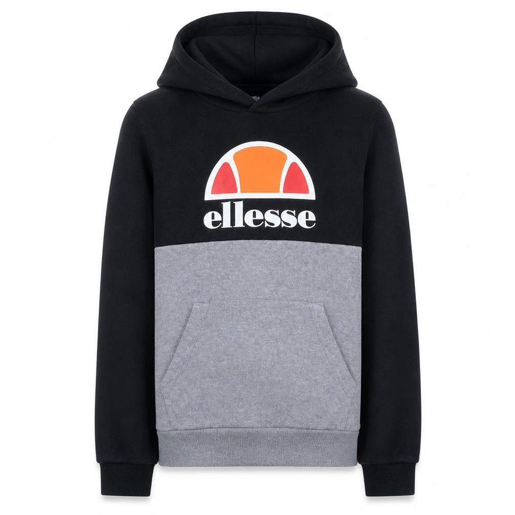 Ellesse Boys Black & Grey Pullover Hoodie 12-13 Years Colourblock Logo Style