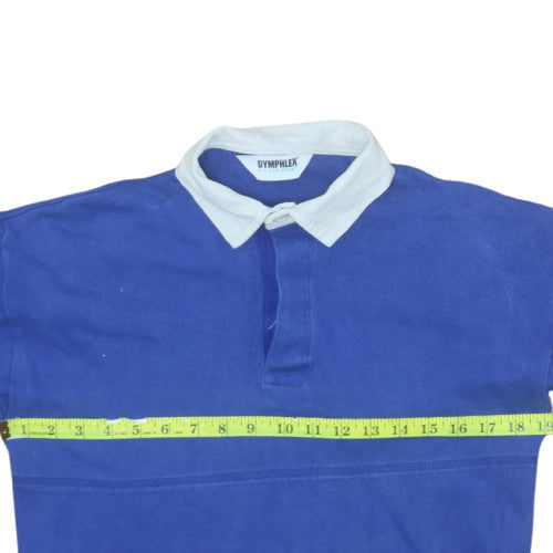 Gymphlex Boys Blue Long Sleeve Cotton Rugby Polo Shirt Size L