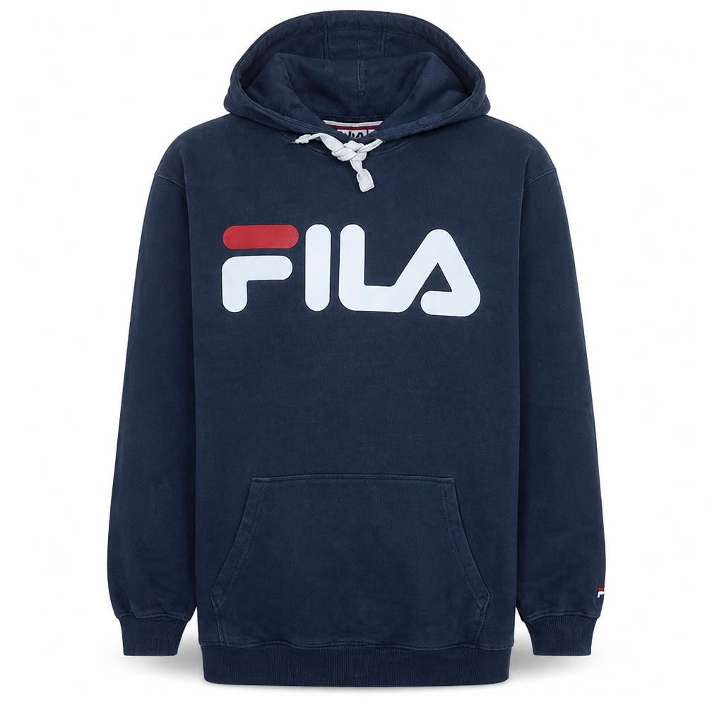 FILA Men Blue Pullover Hoodie L Regular Fit Logo Sports Sweatshirt