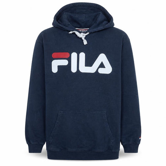 FILA Men Blue Pullover Hoodie L Regular Fit Logo Sports Sweatshirt
