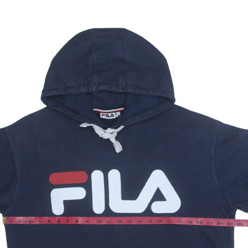 FILA Men Blue Pullover Hoodie L Regular Fit Logo Sports Sweatshirt