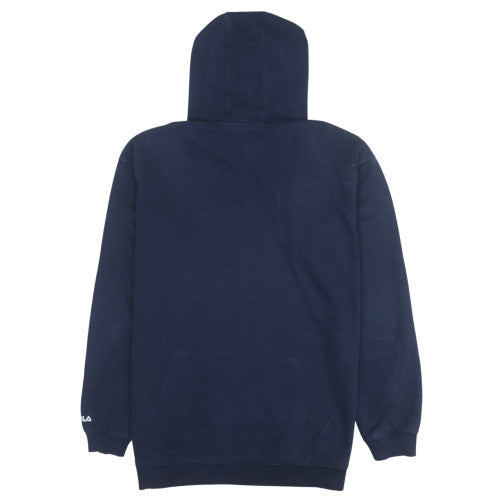 FILA Men Blue Pullover Hoodie L Regular Fit Logo Sports Sweatshirt