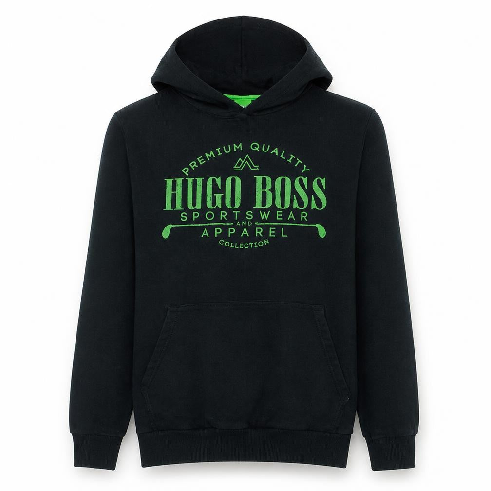 Hugo Boss Mens Black Pullover Hoodie Small Logo Fleece Sweatshirt