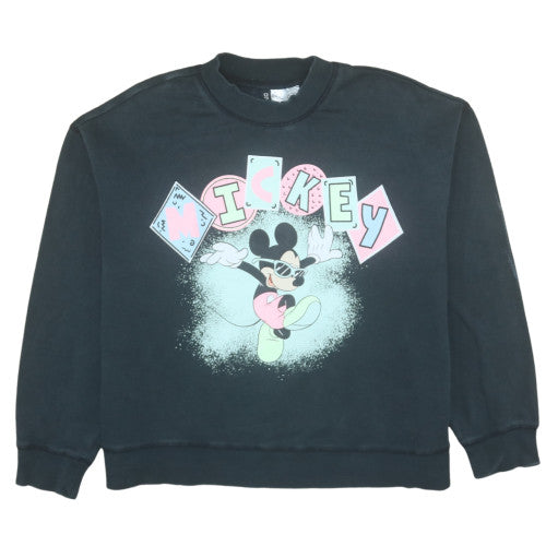 H&M Divided Disney Women Black L Pullover Sweatshirt Mickey Graphic