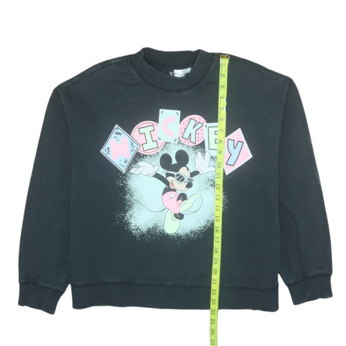 H&M Divided Disney Women Black L Pullover Sweatshirt Mickey Graphic
