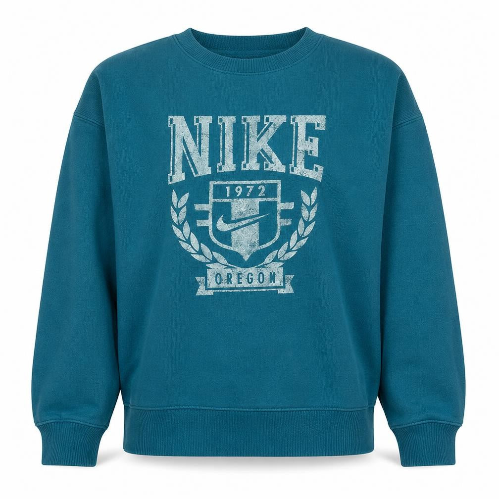 Nike Womens Teal Graphic Crew Neck Pullover Sweatshirt XS