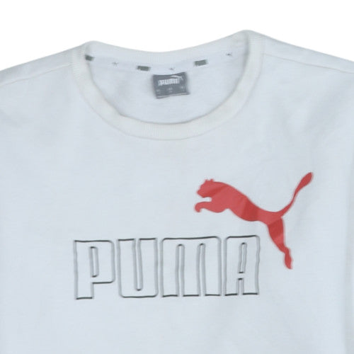 Puma Men's White Crew Neck Pullover Sweatshirt S