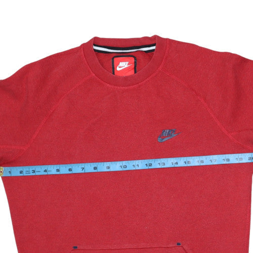 Nike Men's Red Crew Neck Fleece Sweatshirt Small Regular Fit
