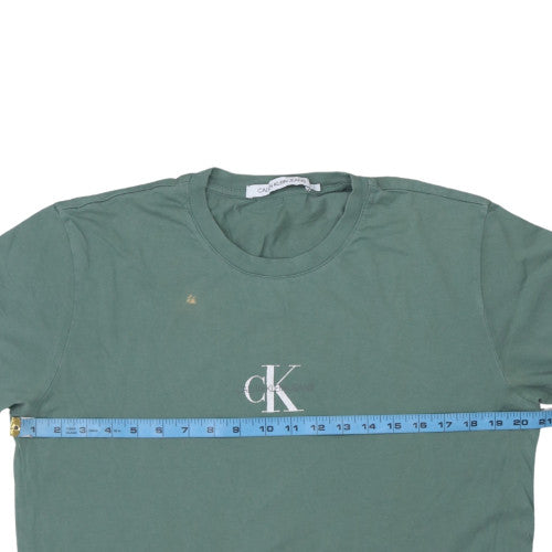 Calvin Klein Jeans Men's Green Cotton Short Sleeve T-Shirt L