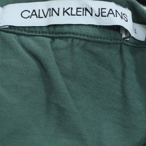 Calvin Klein Jeans Men's Green Cotton Short Sleeve T-Shirt L
