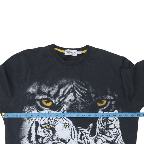 Topman Men's Black Tiger Graphic Sweatshirt L Regular Fit