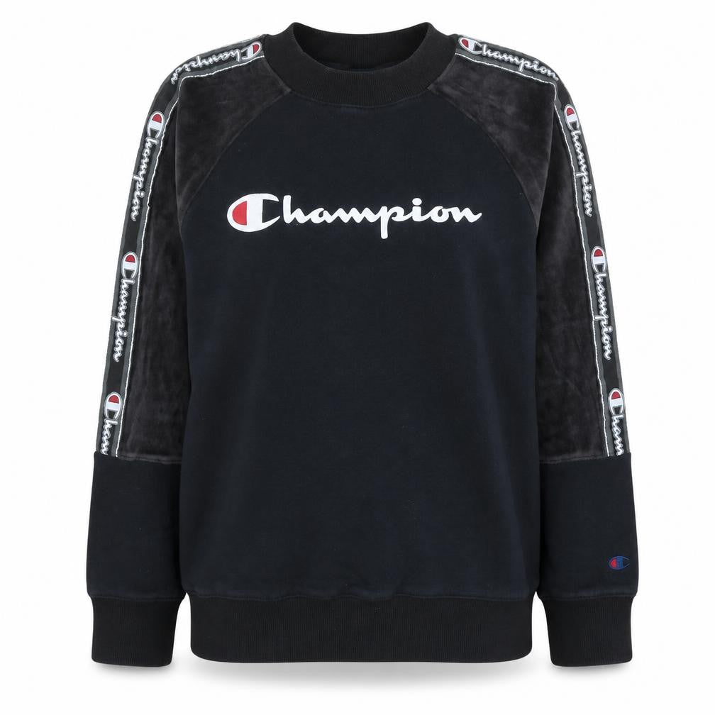 Champion Womens Black Medium Pullover Sweatshirt with Logo Trim