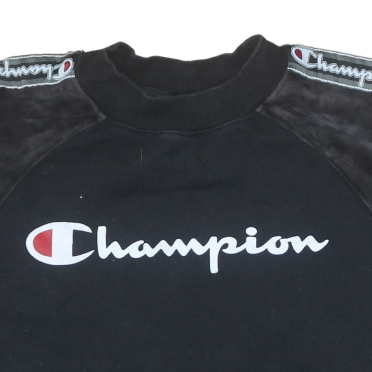 Champion Womens Black Medium Pullover Sweatshirt with Logo Trim