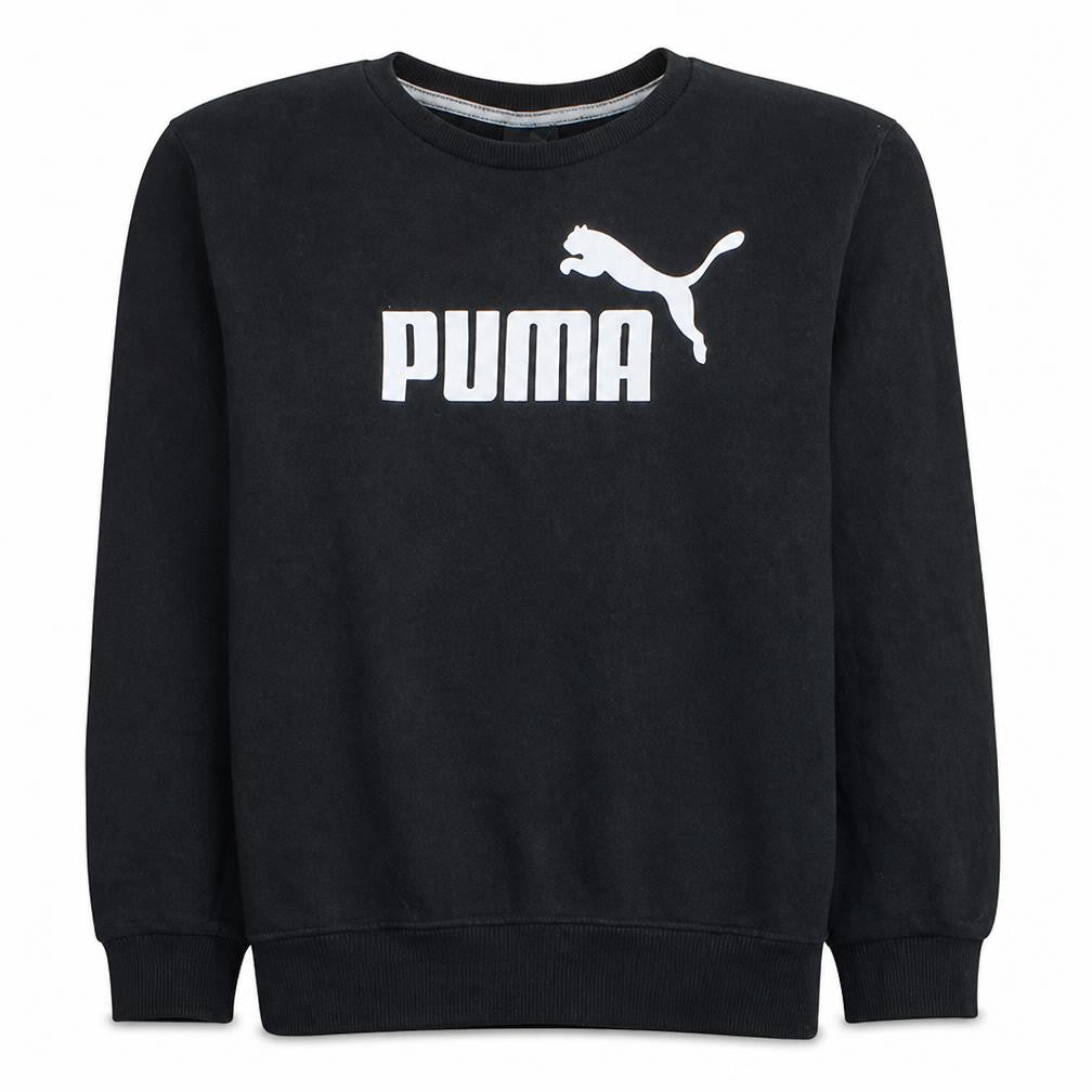 Front view of Puma Men's Black Pullover Sweatshirt, size S, Crew Neck Fleece