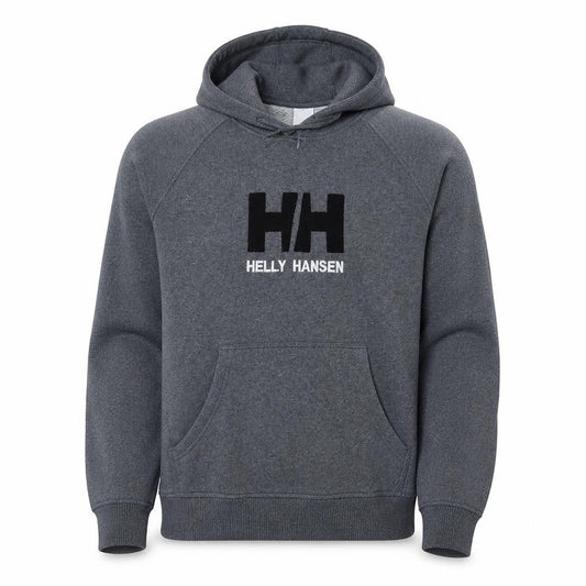 Helly Hansen Men's Grey Pullover Hoodie M Fleece Logo Outdoor