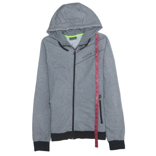 Kappa Men’s Grey Full Zip Hoodie, Size M, Logo Hooded Sweatshirt