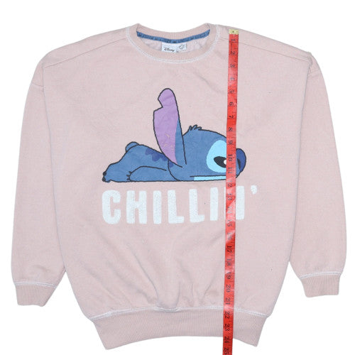Disney Women Pink Stitch Chillin' Sweatshirt XS Pullover
