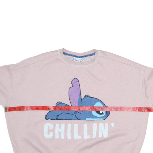 Disney Women Pink Stitch Chillin' Sweatshirt XS Pullover