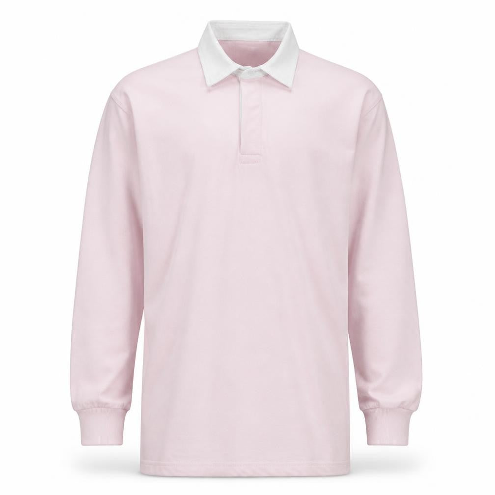 Front Row Men's Pink Collared Henley Rugby Sweatshirt XL