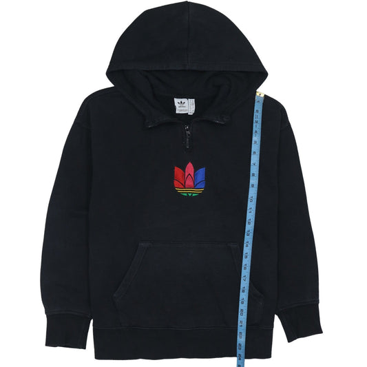 Adidas Originals Womens Black XS 1/4 Zip Hooded Sweatshirt
