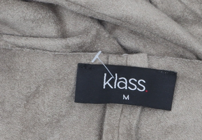 Klass Women's Beige Suede Look Studded Open Jacket Size M