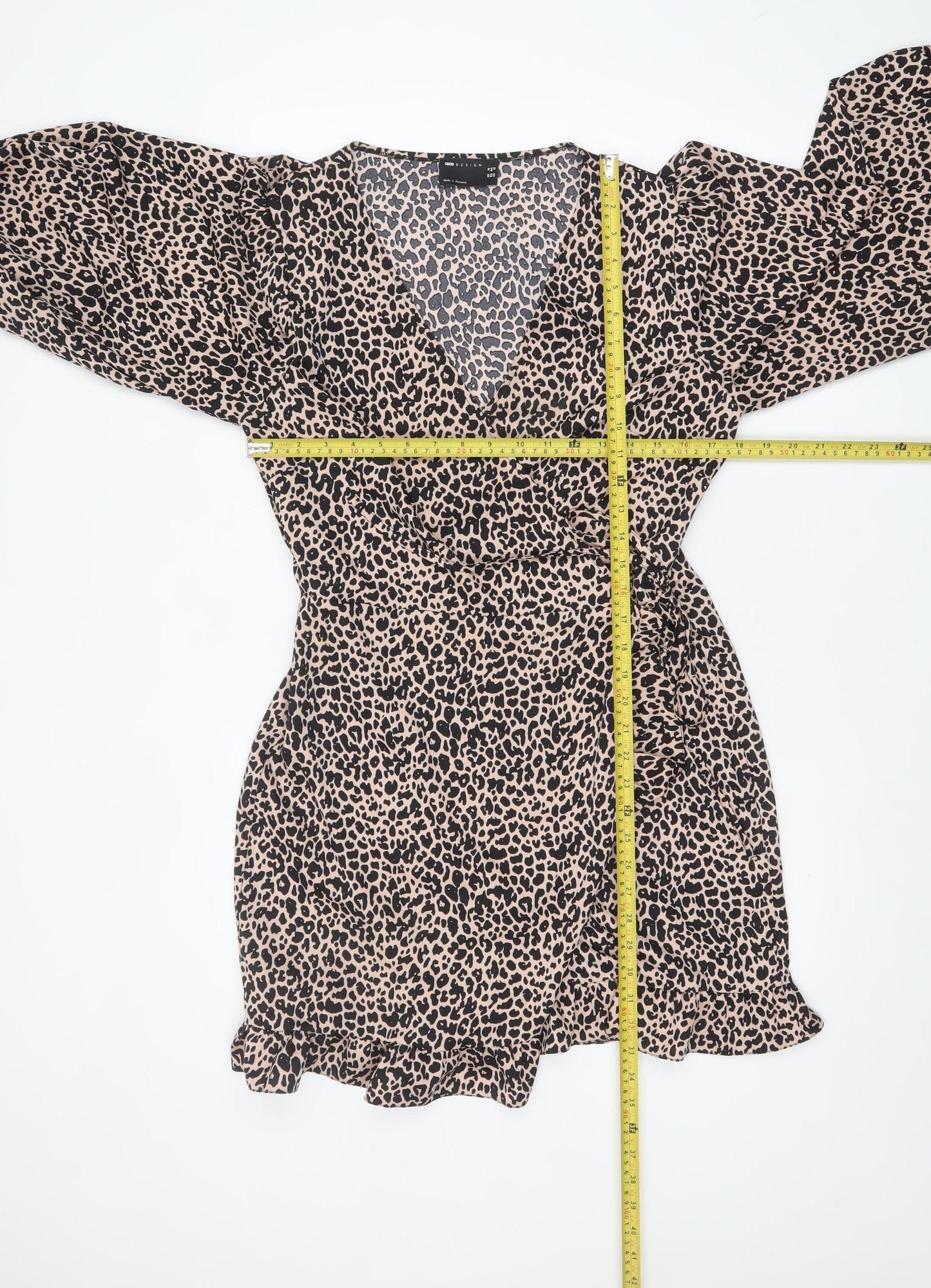ASOS DESIGN Women’s Beige Leopard Print Wrap Dress Size 16