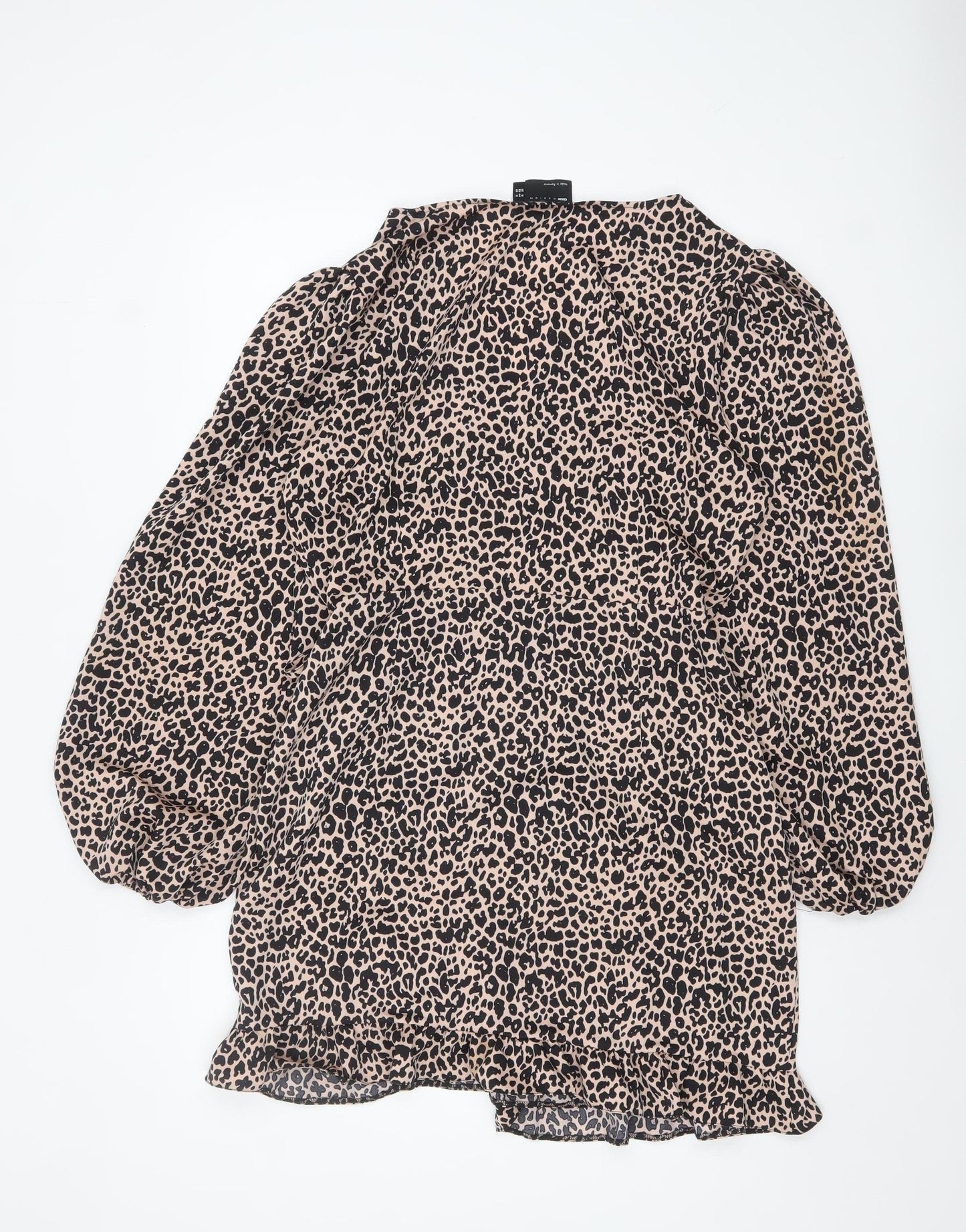 ASOS DESIGN Women’s Beige Leopard Print Wrap Dress Size 16