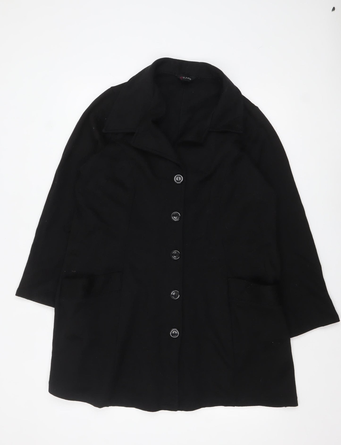 Yours Clothing Womens Black Plus Size 18 Mid-Length Overcoat