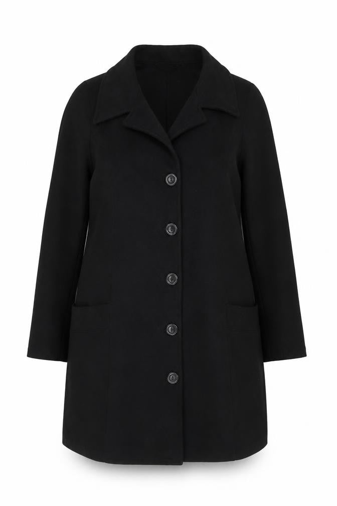 Yours Clothing Womens Black Plus Size 18 Mid-Length Overcoat