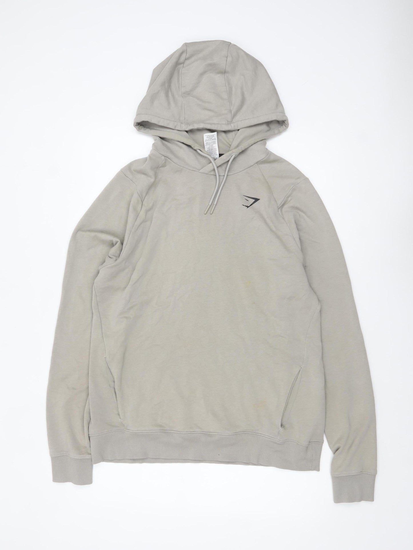 Gymshark Men’s Beige Pullover Hoodie Size L Slim Fit Logo