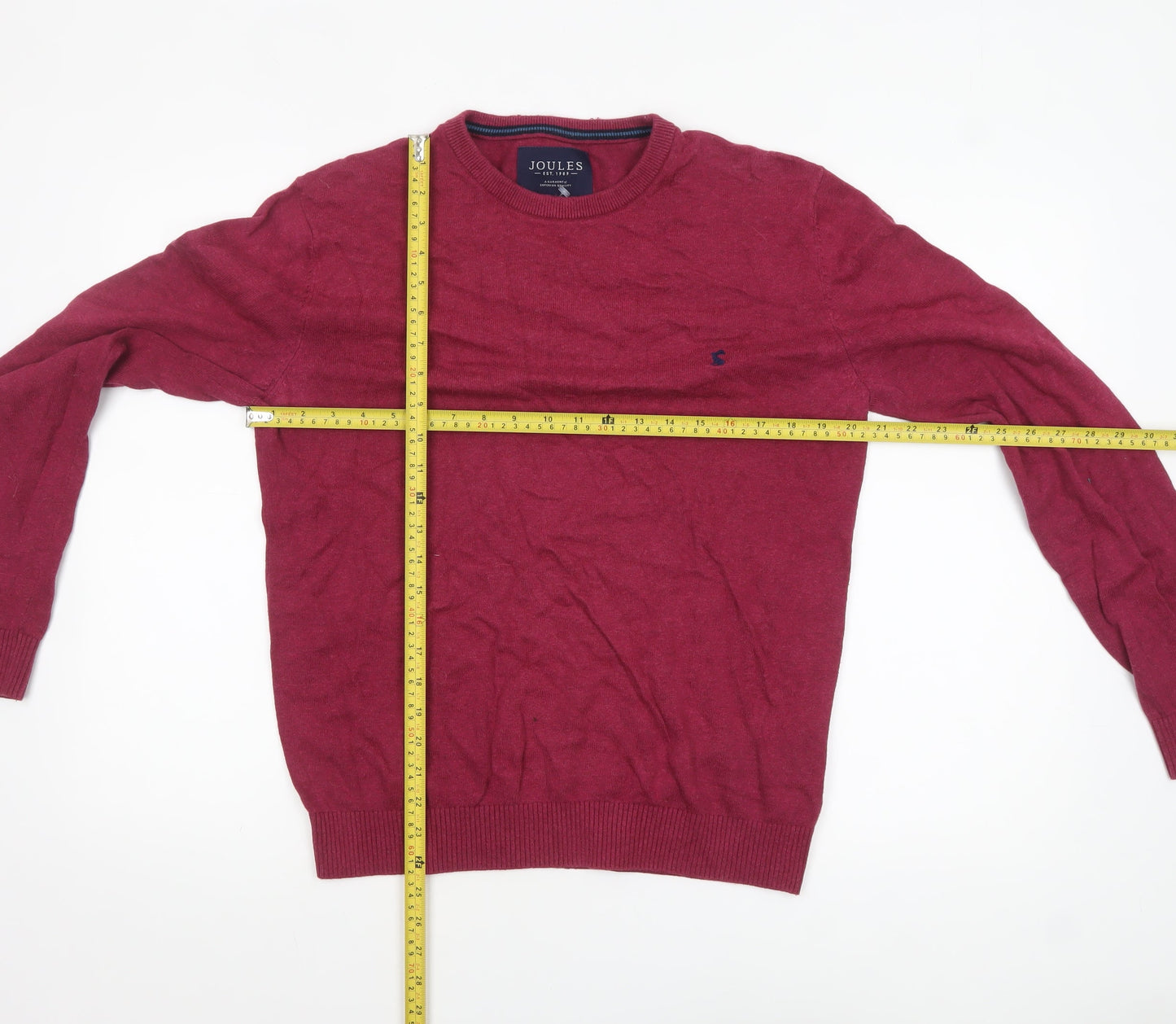 Joules Men's Red Cotton Crew Neck Pullover Jumper Size S