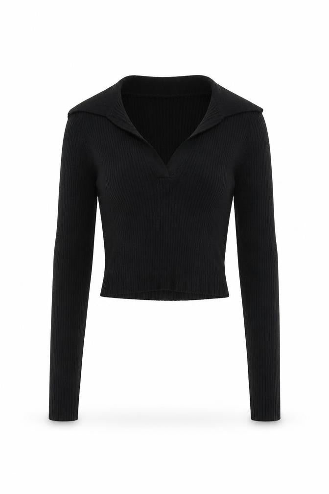 H&M Divided Women's Black Collared Ribbed Pullover Jumper Size 12