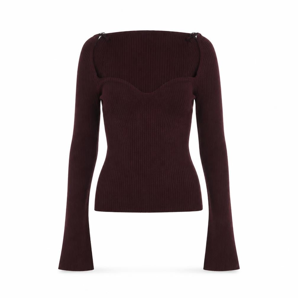H&M Women Burgundy Knit Long Sleeve Pullover Jumper Size S