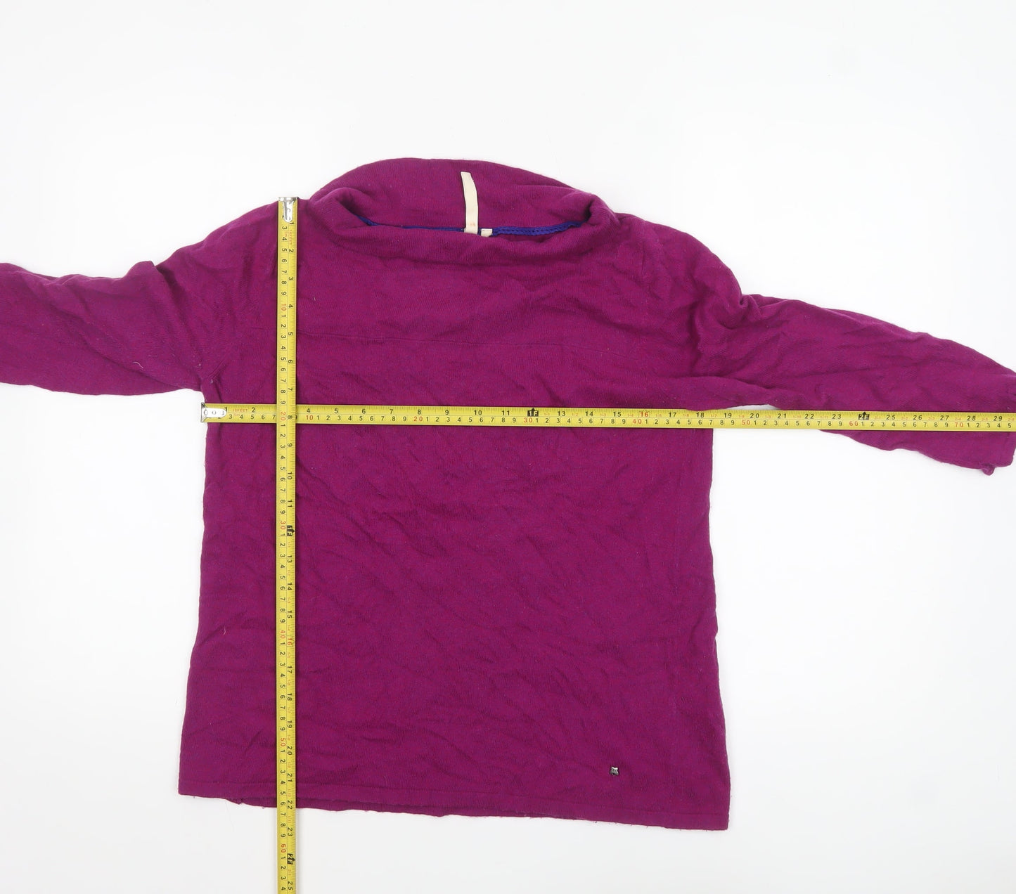 White Stuff Womens Purple Cowl Neck Jumper Size 12 Lambswool Blend