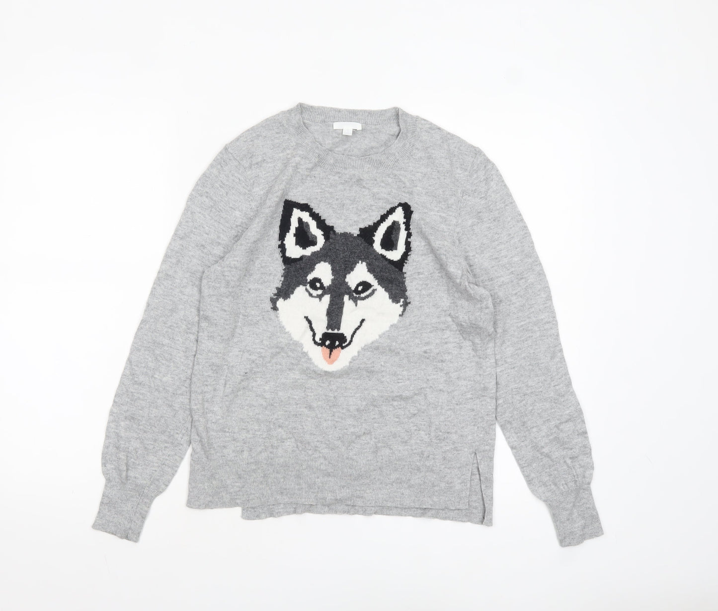 b+ab Women's Grey Wool Blend Animal Jumper XS