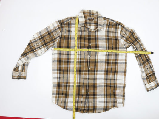 Atlas for Men Brown Plaid Long Sleeve Cotton Shirt XL