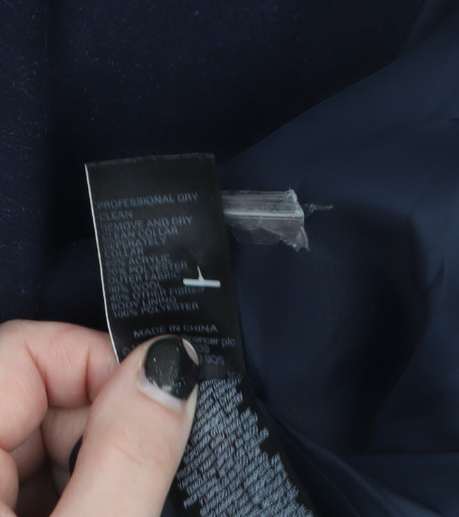Marks and Spencer Women’s Navy Wool Blend Pea Coat UK 12