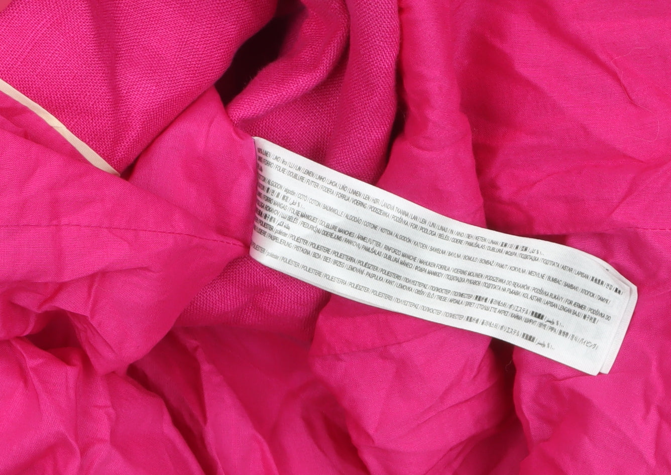 Mango Women Pink Linen Blend Single-Breasted Blazer Size 14
