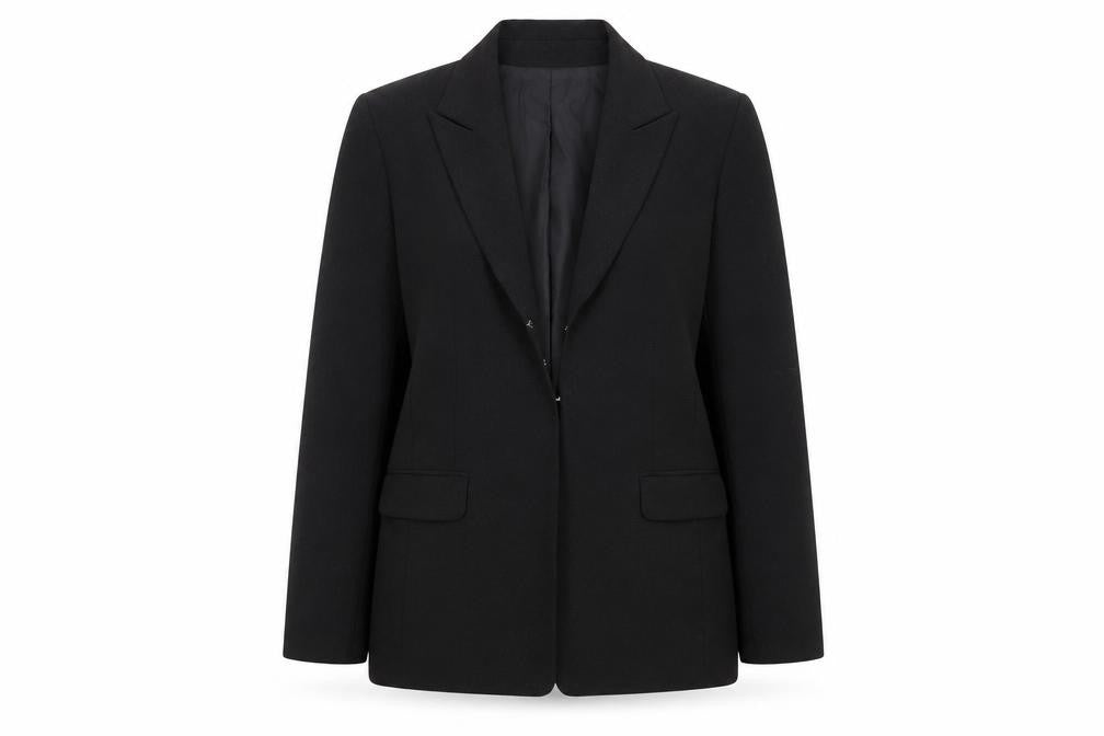 Warehouse Women Black Wool Blend Single-Breasted Blazer UK 16