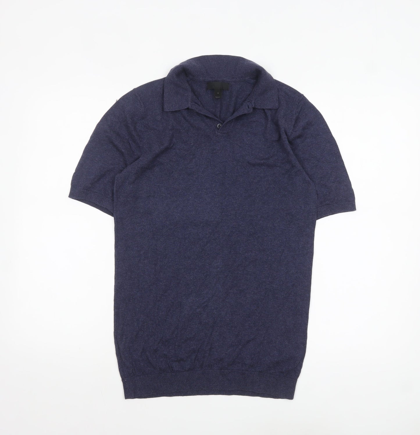 ASOS Men's Blue Cotton Knit Short Sleeve Polo Shirt M
