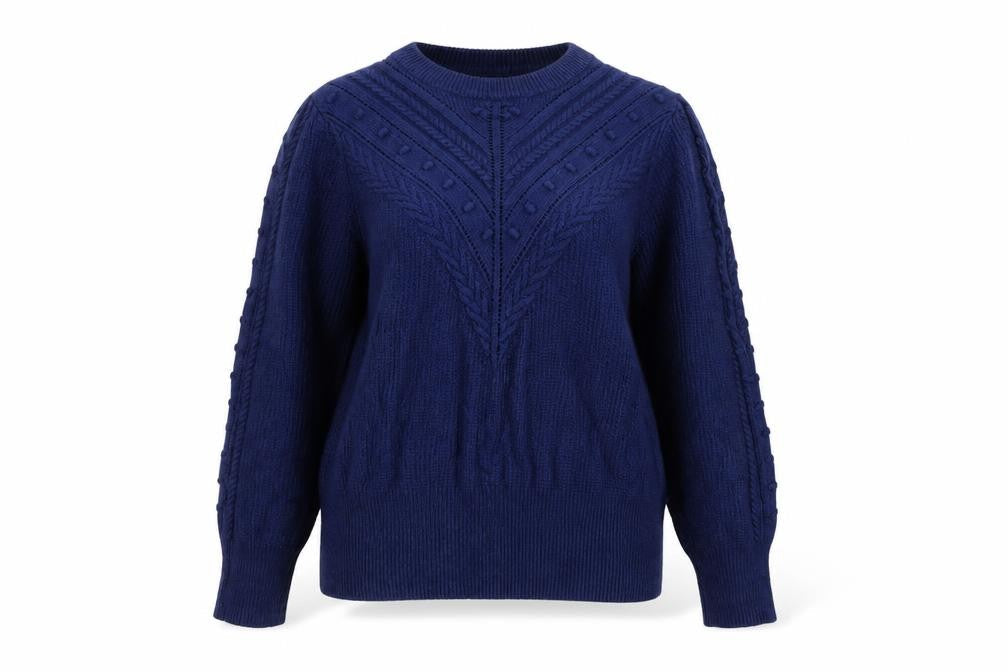 Marks and Spencer Per Una Women's Blue Size 18 Cable-Knit Jumper