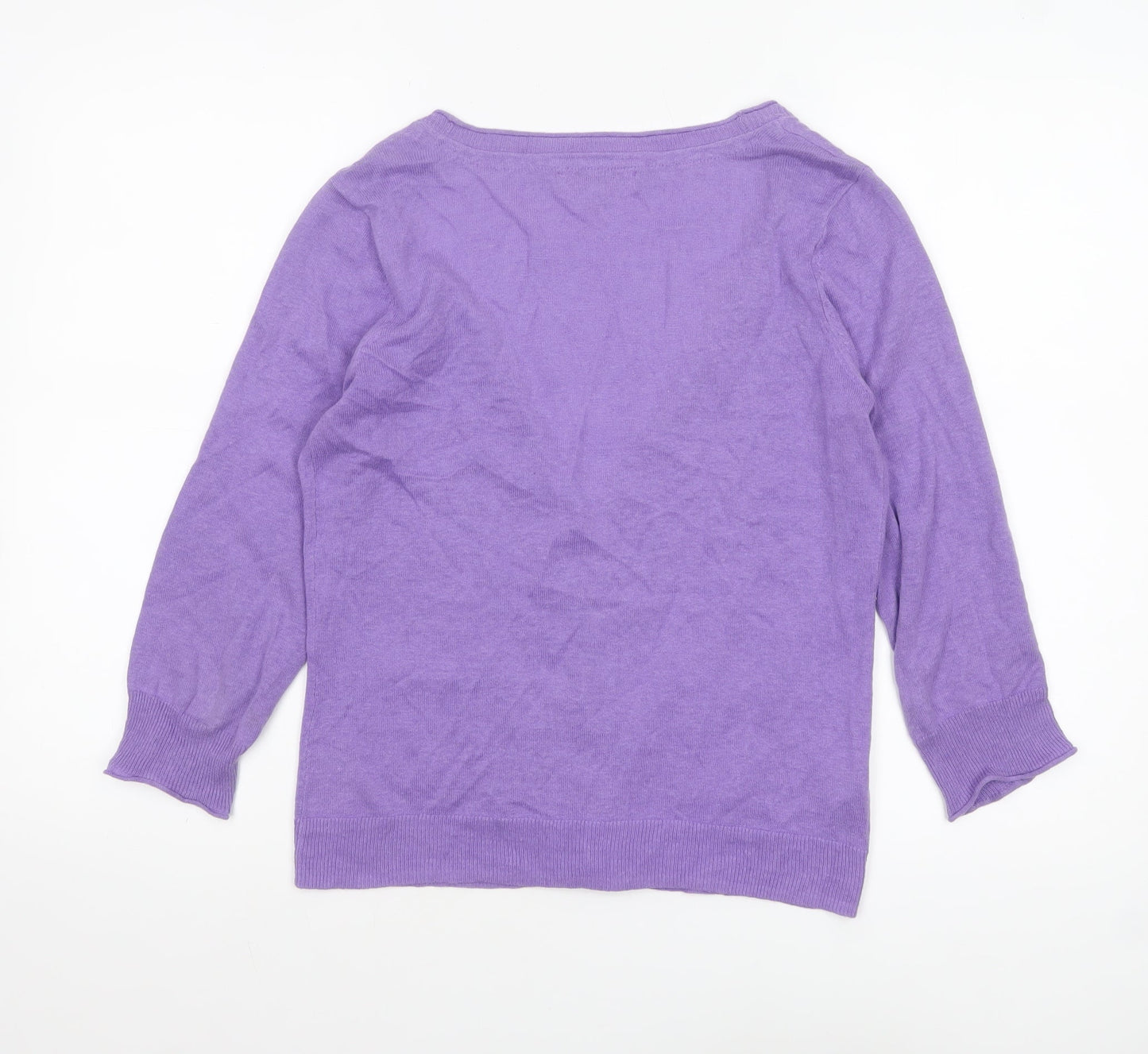 Laura Ashley Women Purple Cardigan UK 12 Linen Cotton Knit