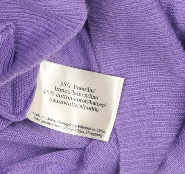 Laura Ashley Women Purple Cardigan UK 12 Linen Cotton Knit