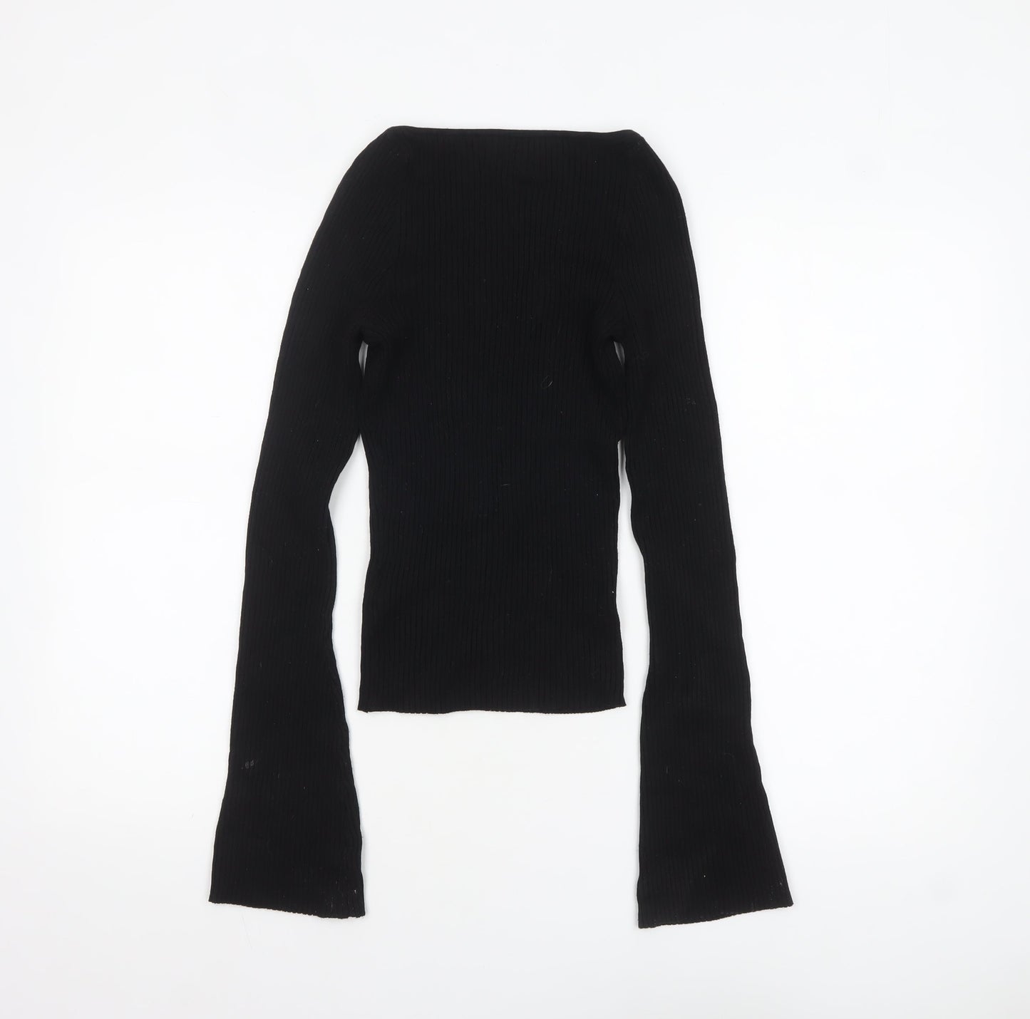 H&M Women’s Black Sweetheart Neck Ribbed Knit Jumper Size M