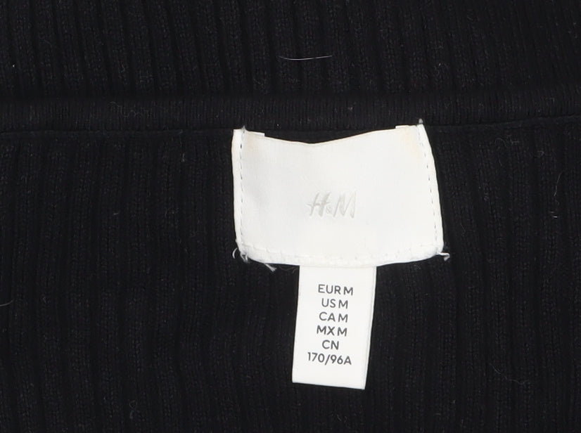 H&M Women’s Black Sweetheart Neck Ribbed Knit Jumper Size M