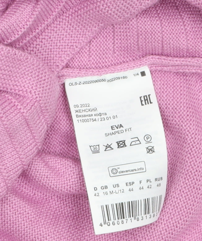 Olsen Women's Pink Full Zip Cotton Acrylic Jumper Size 16