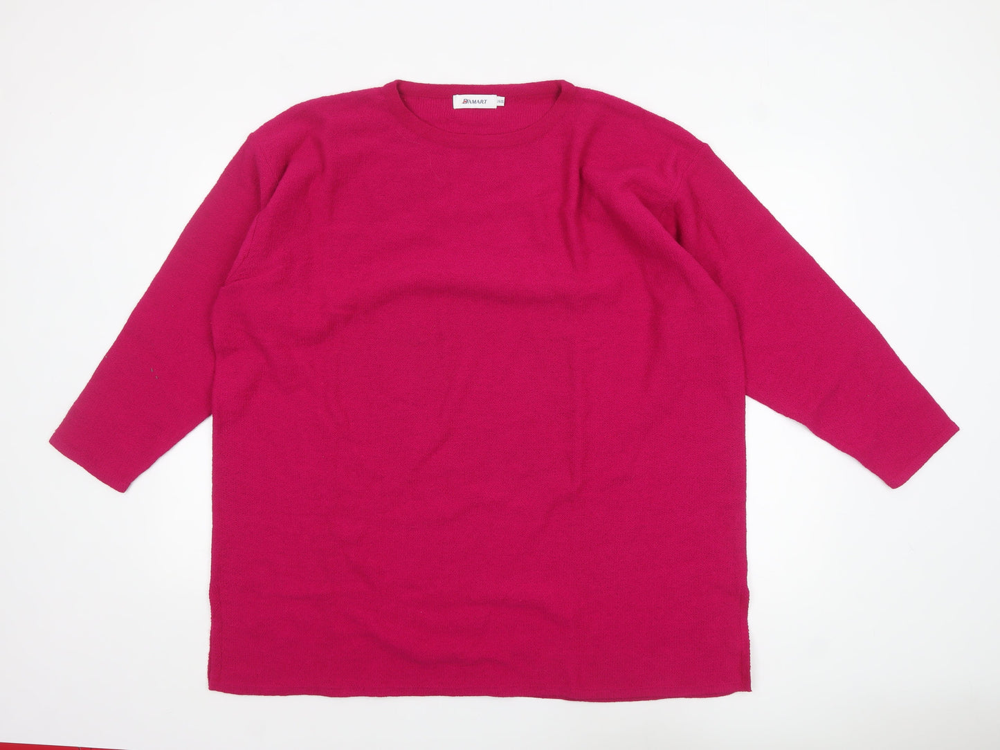 Damart Womens Pink 24/26 Knit Pullover Jumper 3/4 Sleeve
