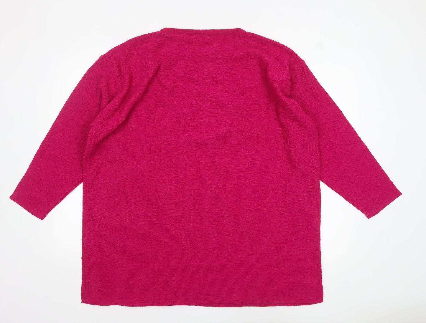 Damart Womens Pink 24/26 Knit Pullover Jumper 3/4 Sleeve