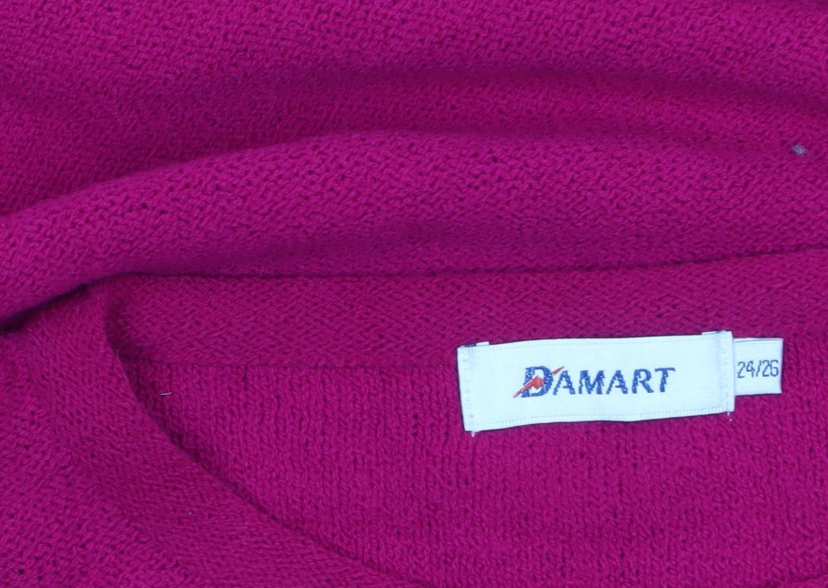 Damart Womens Pink 24/26 Knit Pullover Jumper 3/4 Sleeve